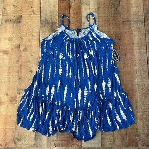 Scoop cami ruffle mini dress blue and white girl's xl 16-18